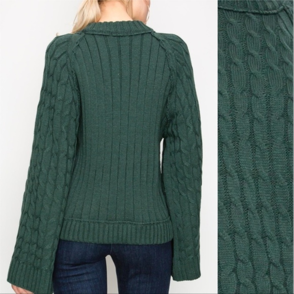 CHIC DOLLZ Forest Green Knit Sweater - Picture 3 of 5